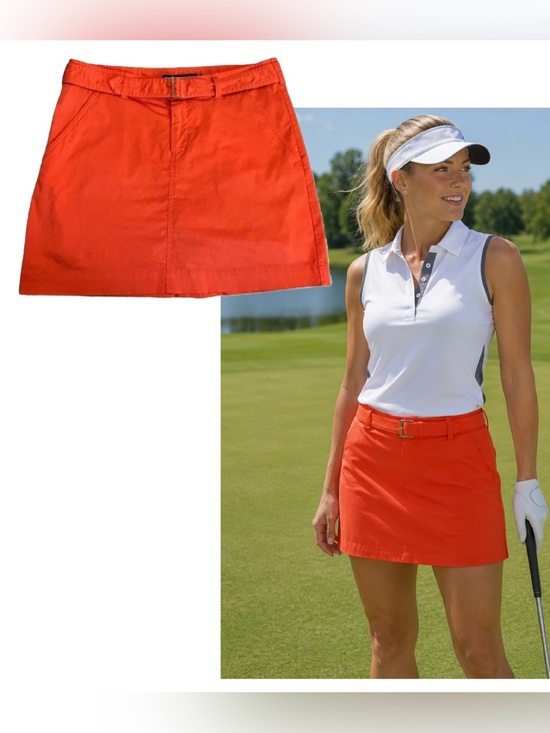 Ralph Lauren Dresses & Skirts - Ralph Lauren golf bright orange belted mini skirt skort Sz 10